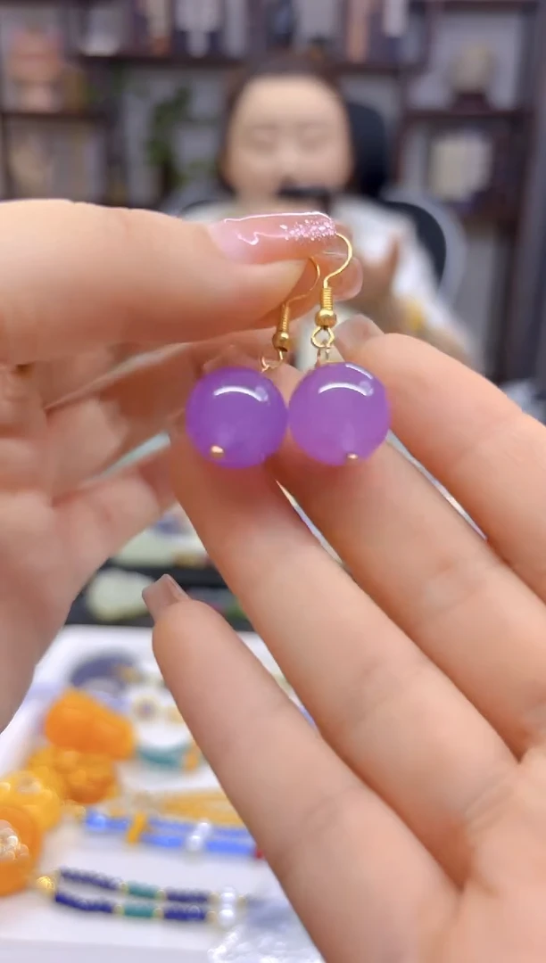 翡翠14K金镶嵌耳饰DIY款E738