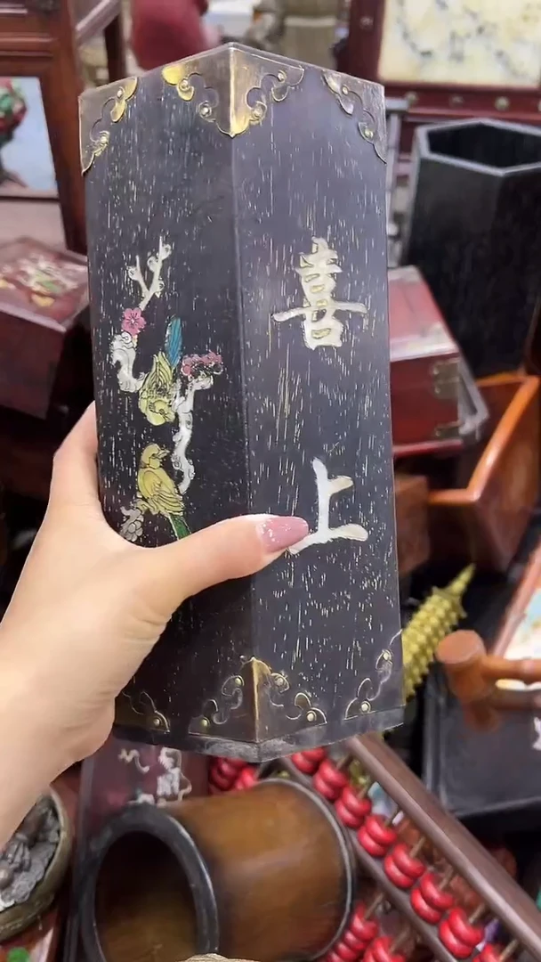 木沐头淘摆件木雕 笔筒