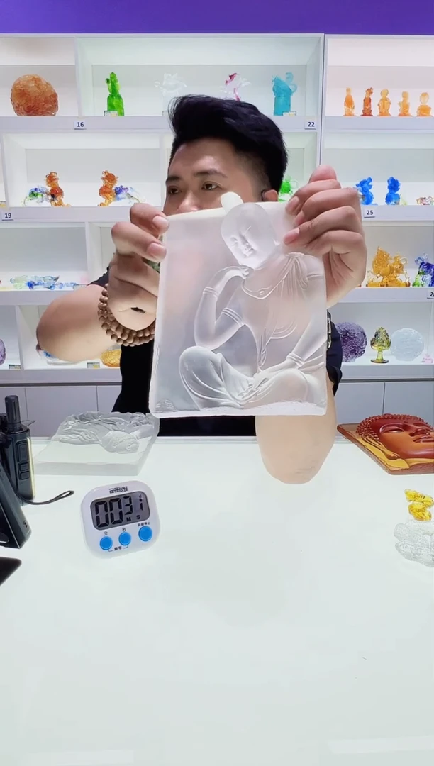 【闪购商品】泥塑古法琉璃佛头像摆件