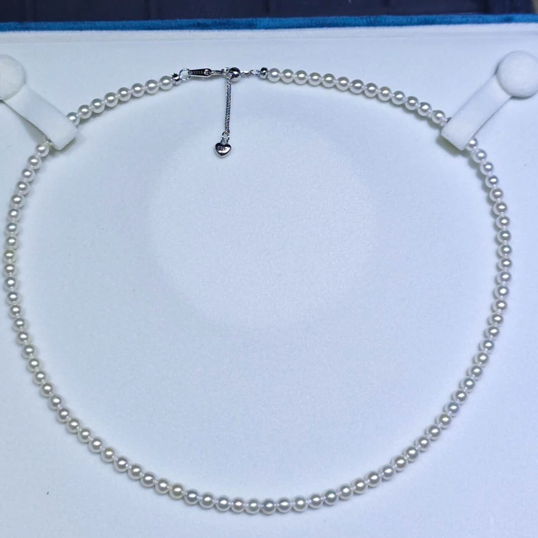 【2025新年福利】S925银淡水珍珠白珠小米全珠链2.5-3m赠手链