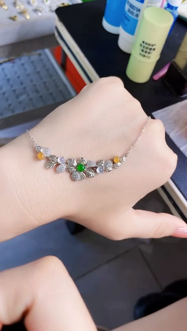 颈饰银S925镶嵌翡翠02