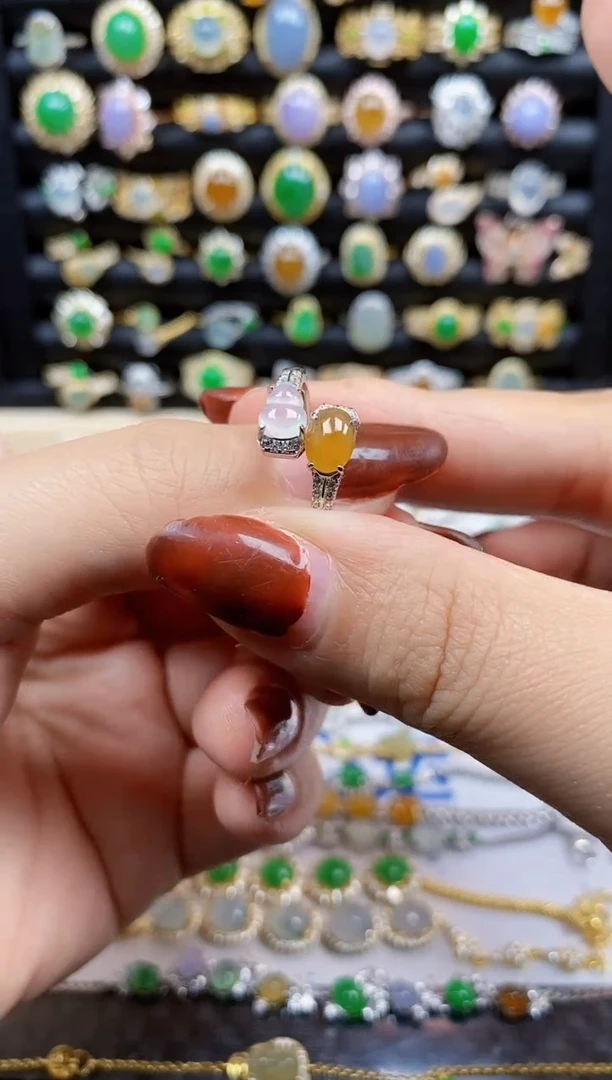 银S925镶嵌戒指翡翠7996