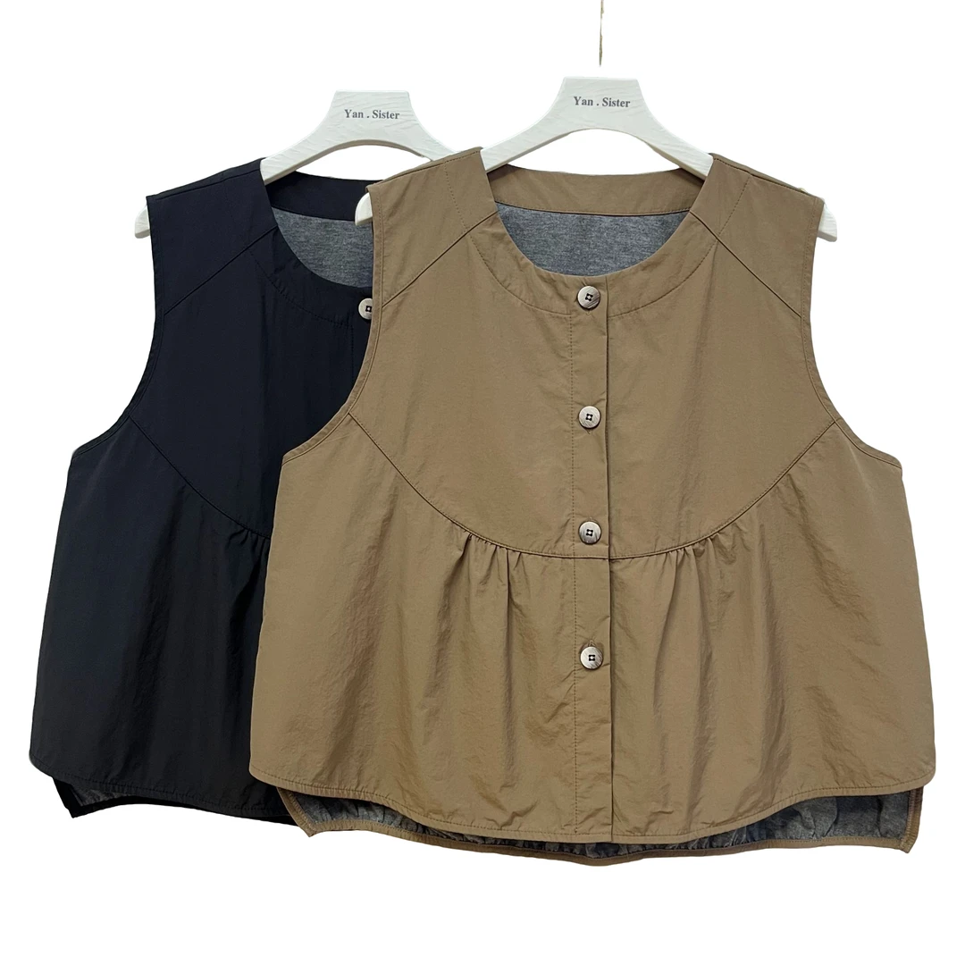 【延姐姐-有内衬】韩国百搭简约无袖精致妈妈外搭背心可爱马夹马甲