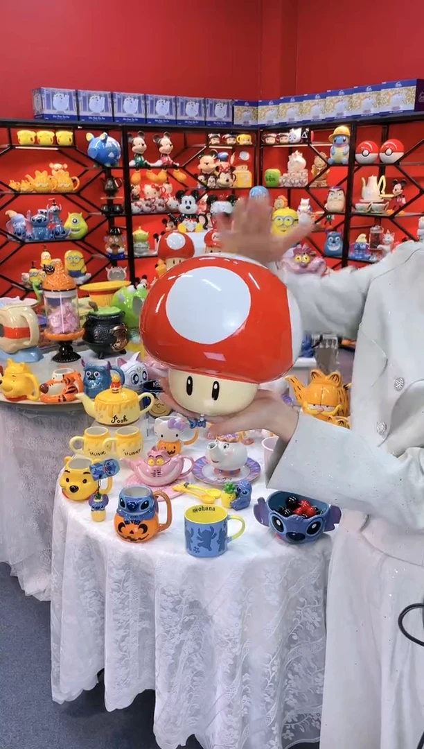 【闪购商品】.@@陶瓷蘑菇头饼干罐