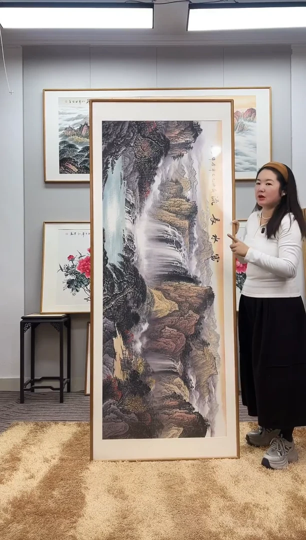 国画手绘山水202*82尺寸