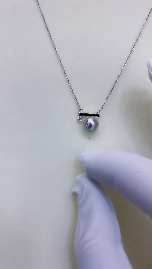 银S925镶嵌海水珍珠饰品真多麻色平衡木套链