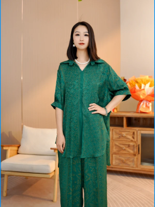 夏款上新【乐瑜】加宽加大凉感透气优雅遮肉显瘦气质大码女装-3221#