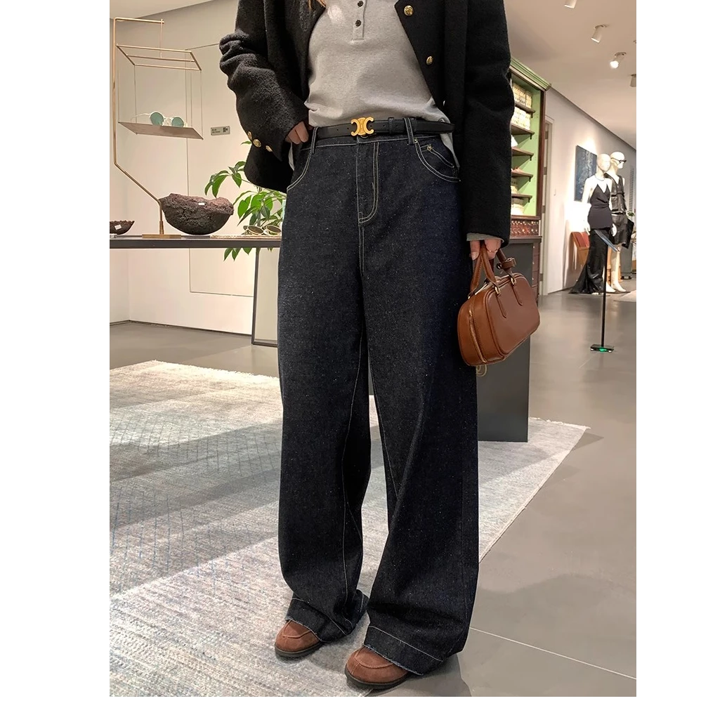 【反季现货-NAZ瑶瑶高端定制】彩点高腰直筒阔腿牛仔裤