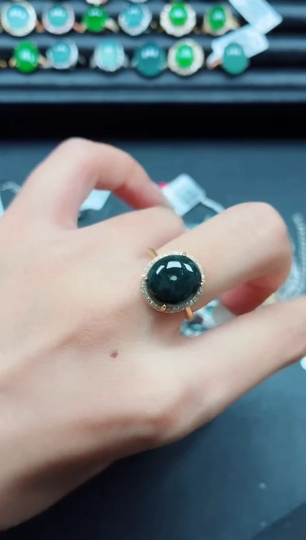 翡翠戒指银S925镶嵌111111