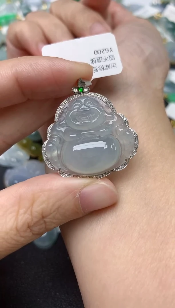 颈饰18K金镶嵌翡翠天然缅甸A货翡翠
