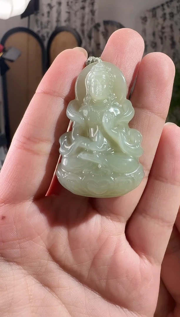 颈饰未镶嵌和田玉观音 15