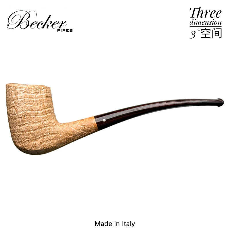Becker贝克第三代原木色喷砂面四梅花级自由式手工石楠木烟斗