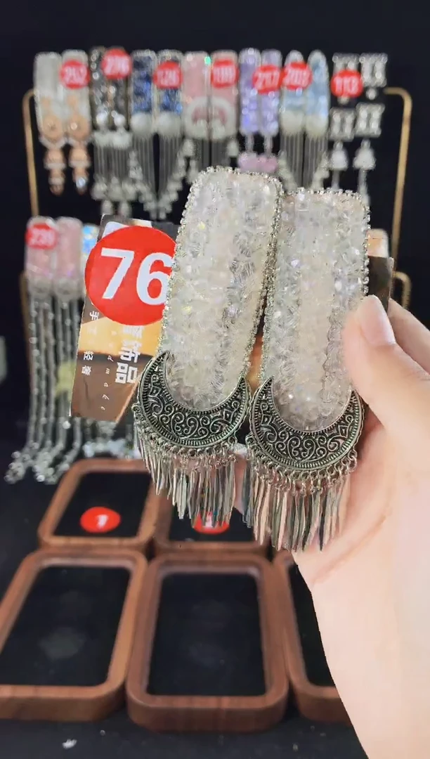 仿水晶铁合金76原创发夹一对倒夹