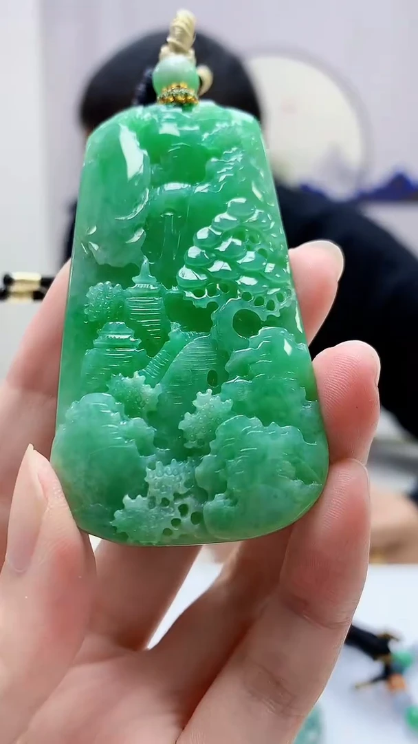 定制翡翠未镶嵌4898zm-毛货挂件山水233