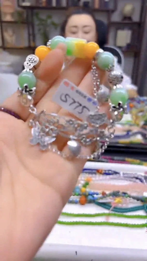 银S925镶嵌手链翡翠DIY款S775