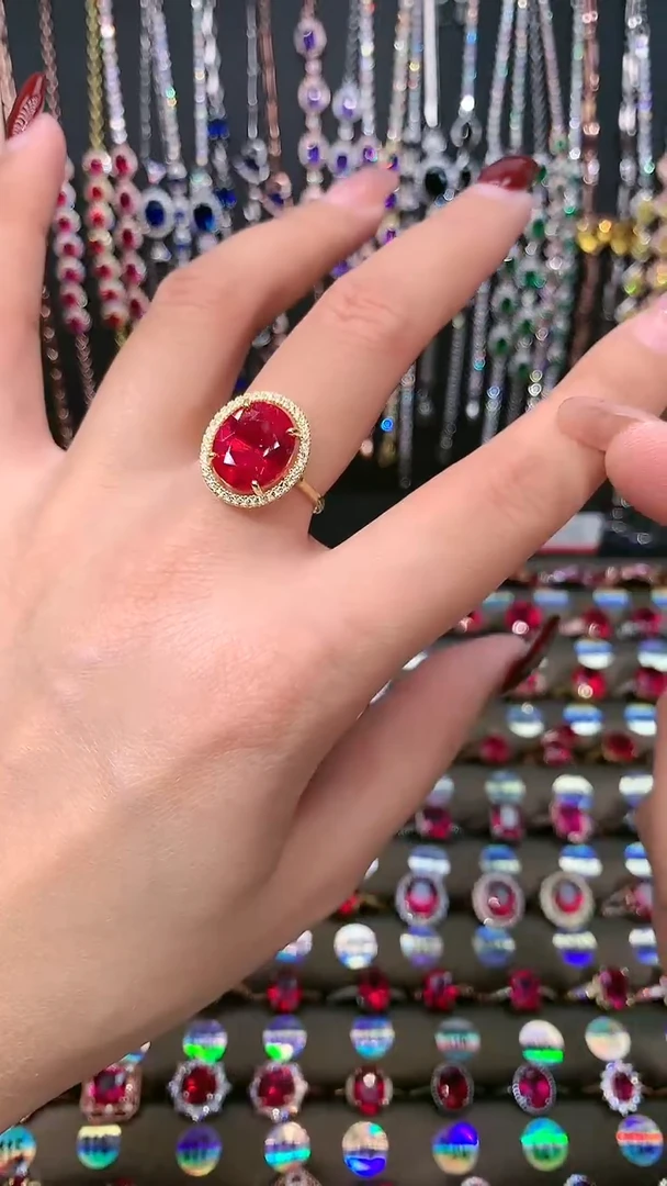 【闪购商品】红宝石戒指银S925镶嵌10.12金