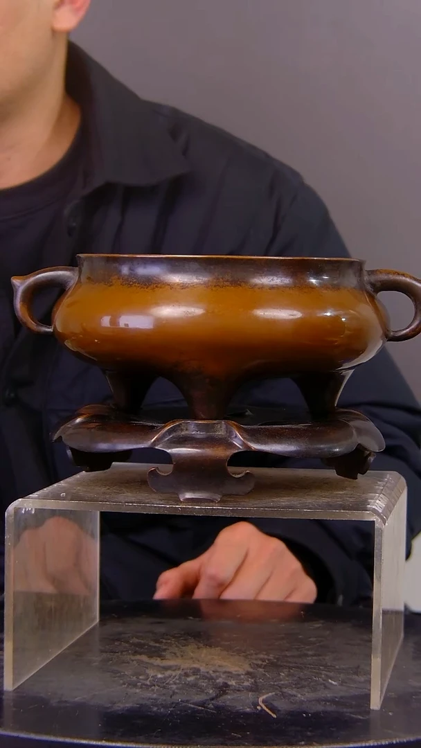 秋**风山水铜缘紫铜香炉结缘1111