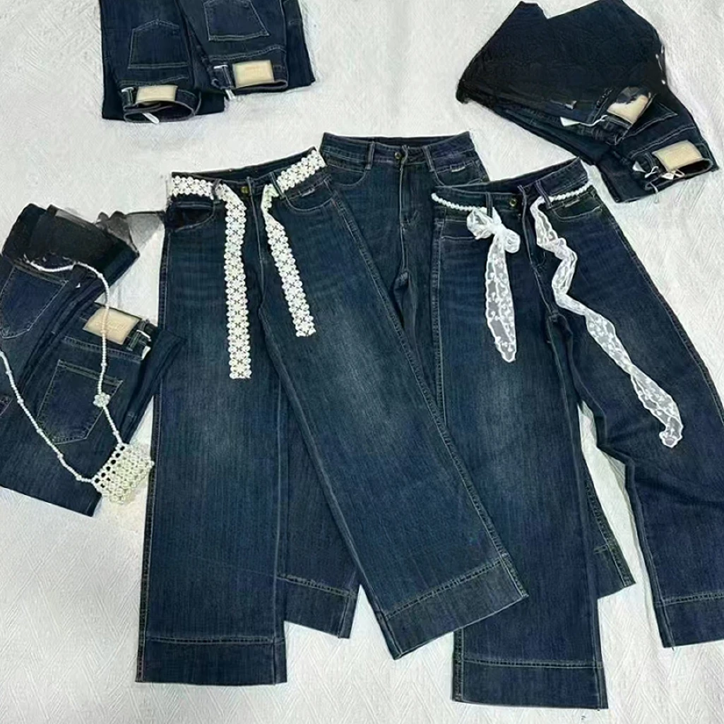 【小妹轻奢女装】新款爆品设计款阔腿休闲直筒牛仔裤2989