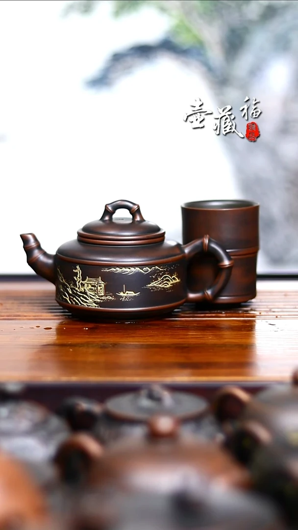 坭兴陶独*?坭兴陶精品竹节壶