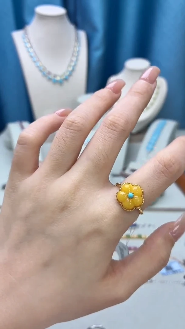 银S925镶嵌蜜蜡戒指464JH0101产品一个（多样性）