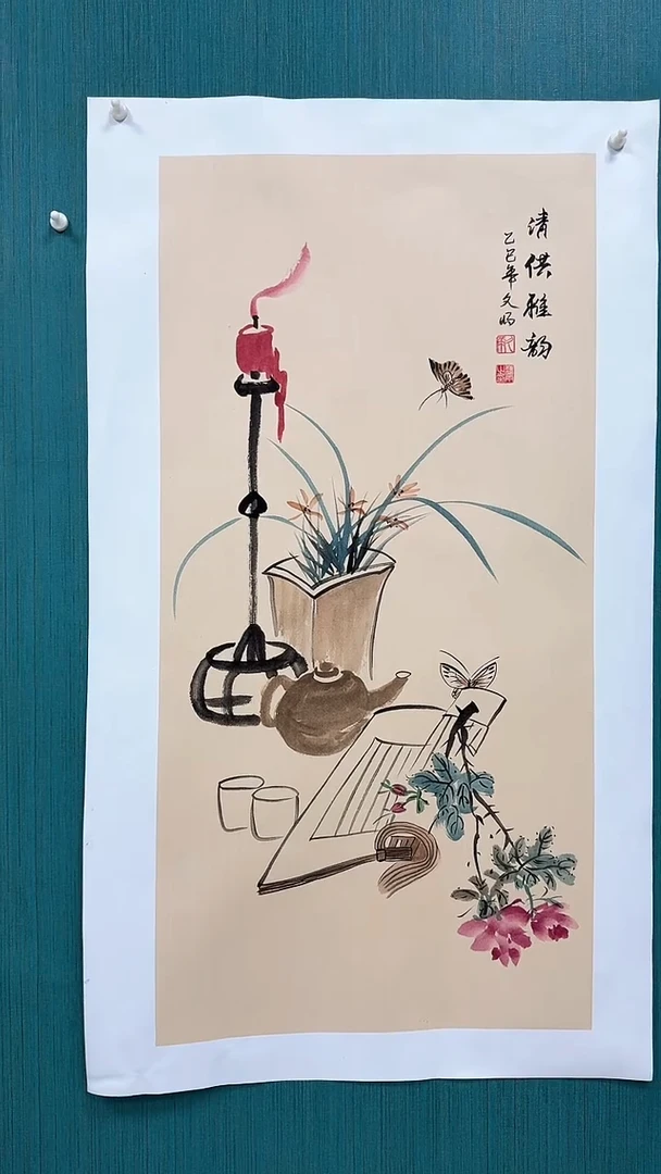 国画100*50已托底清供图