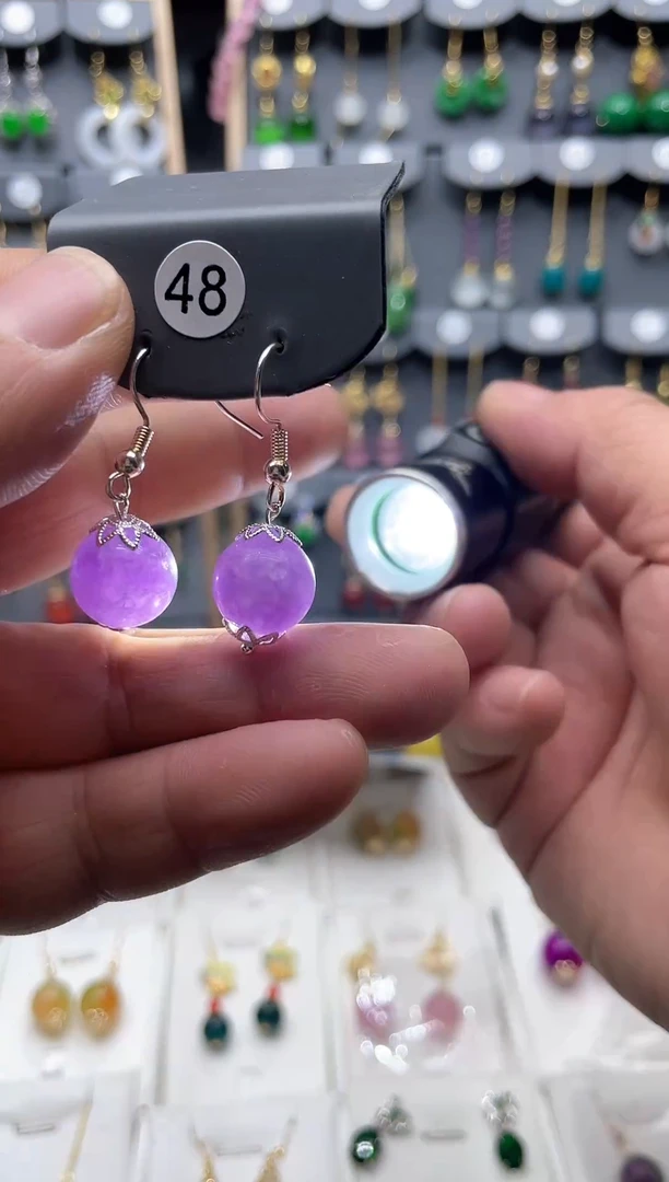 【闪购商品】紫晶耳饰银S925镶嵌紫锂1