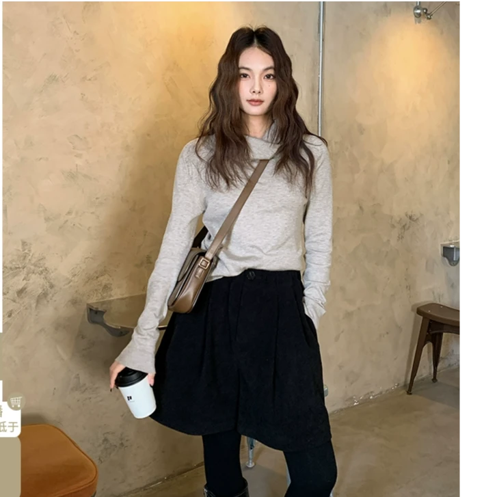 任小艺新品 极细丝光羊毛大荡领领口弹力针织上衣毛衣