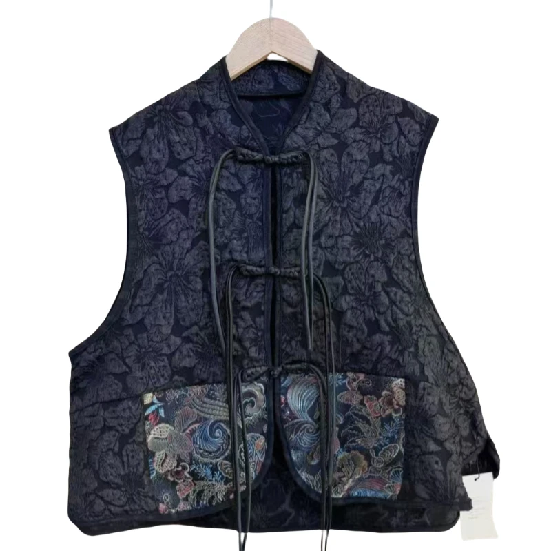 中式国风刺绣提花马甲2025新款百搭坎肩柔软外套立体马夹上衣