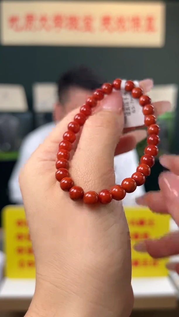 未镶嵌手串南红玛瑙精品双色南红玛瑙圆珠手串6.5-7mm