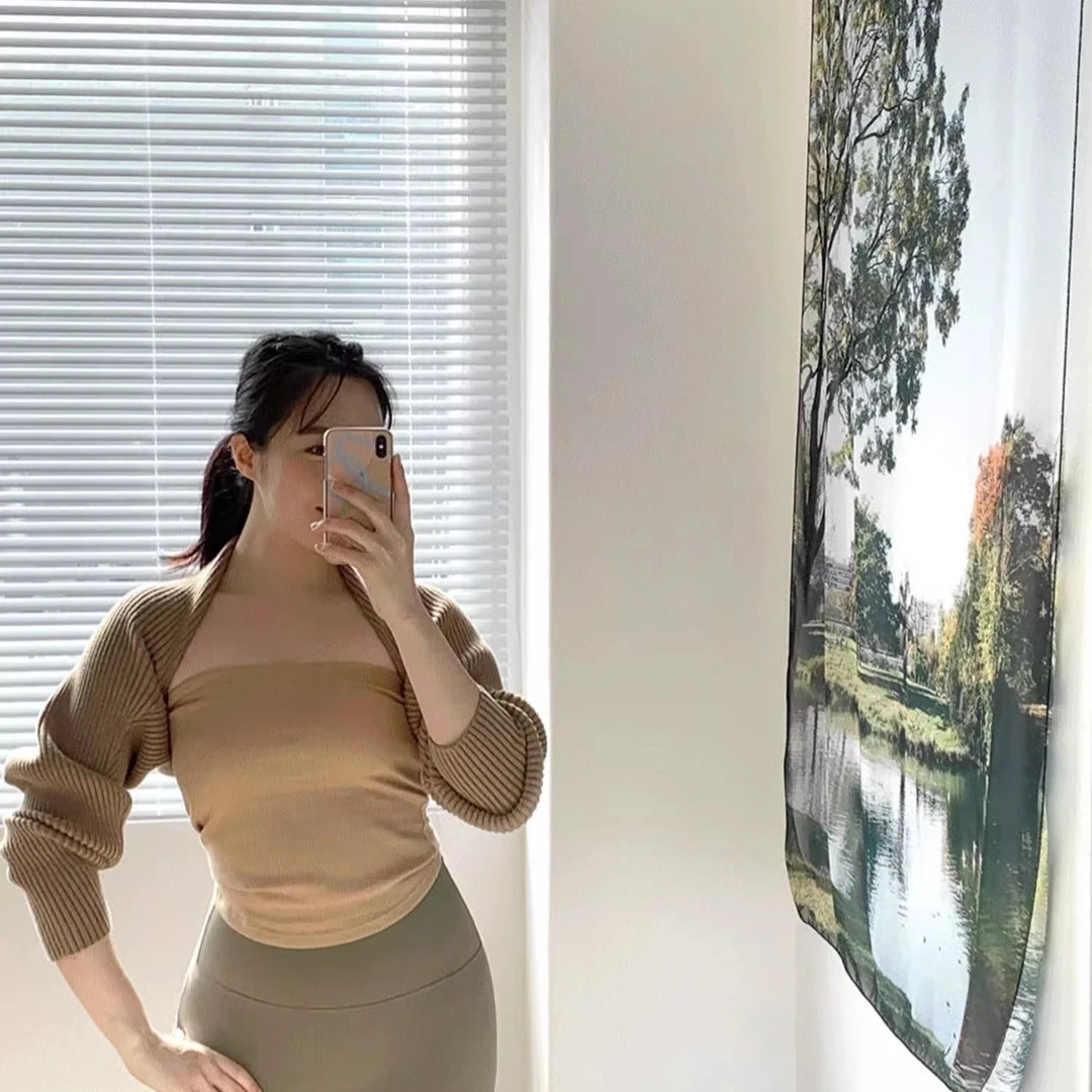 韩国秋冬add针织毛衣坎肩保暖袖套不掉肩运动瑜伽上衣