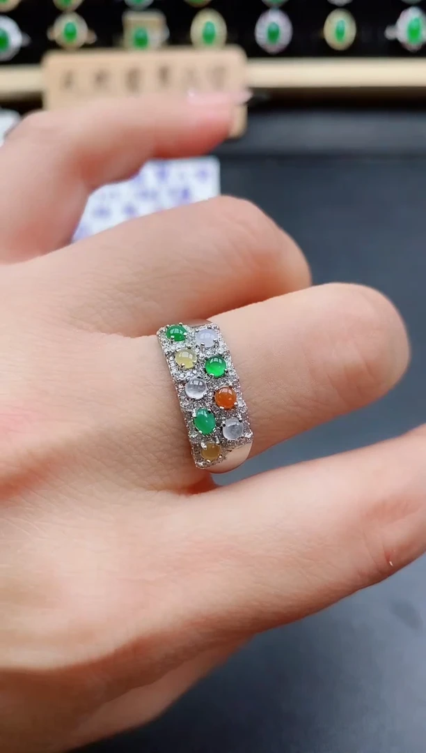 银S925镶嵌戒指翡翠1