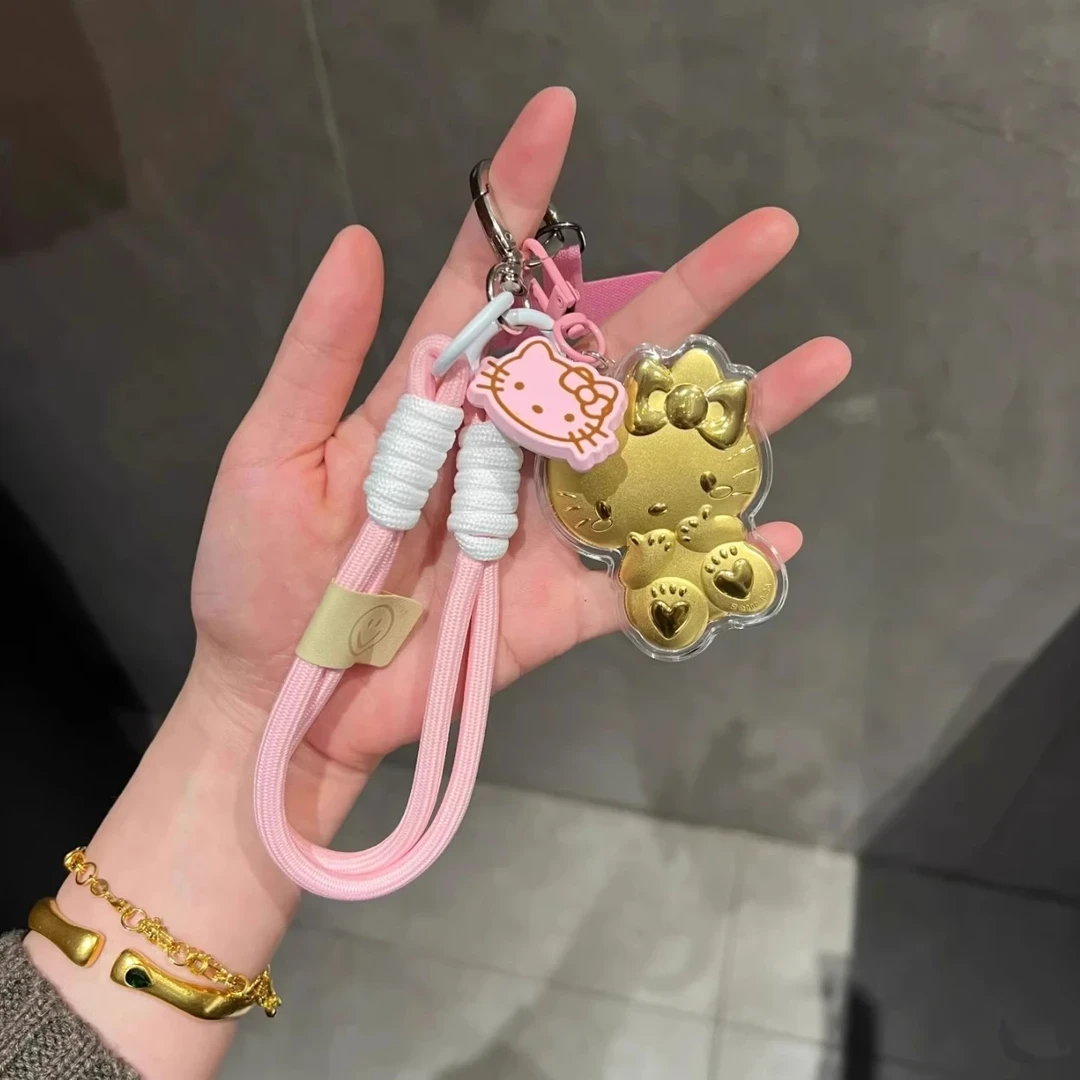 HelloKitty猫钥匙扣手机包包挂件手绳粉色少女心卡通凯蒂猫仿金