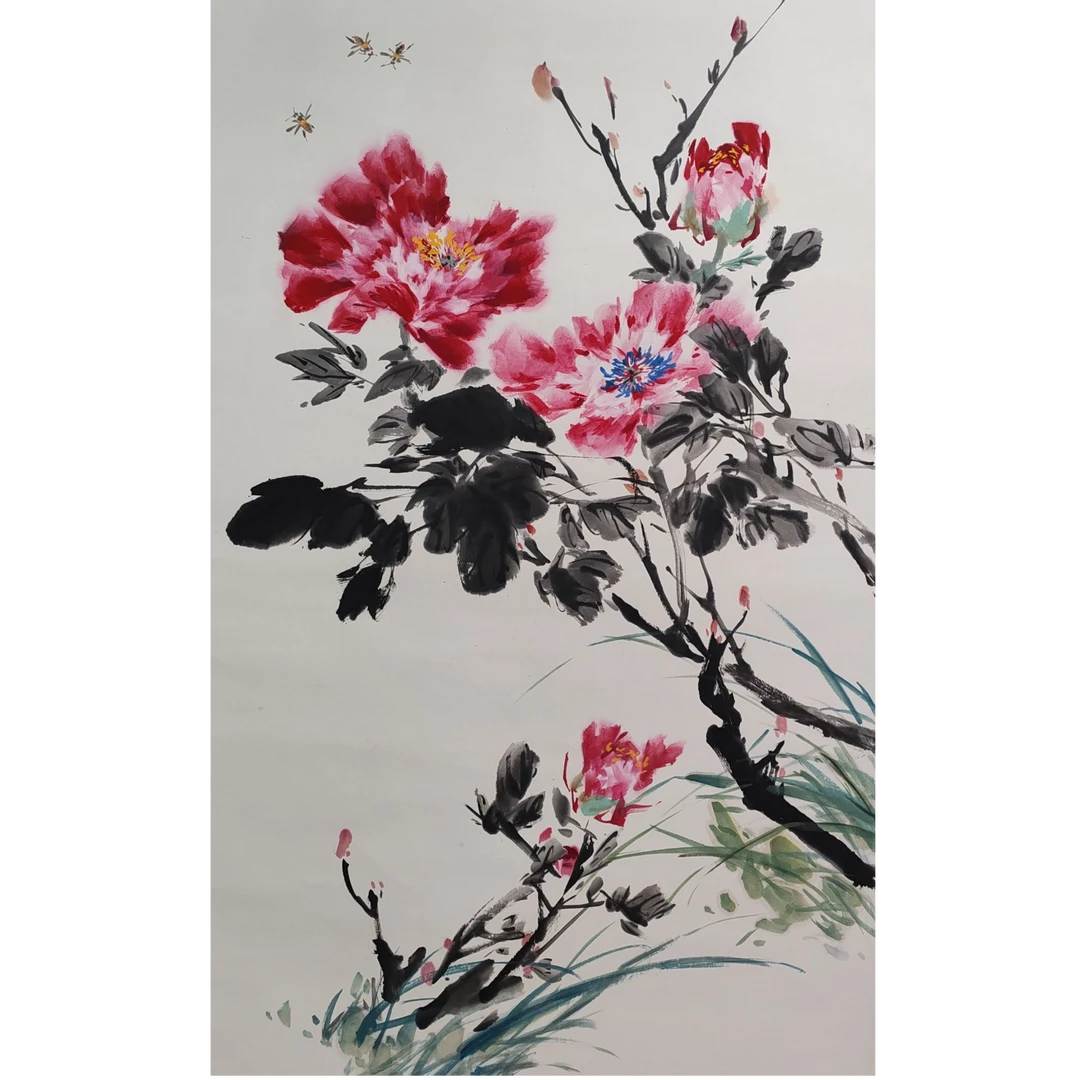 LOT.3073 《花卉》95*59cm 纸本设色立轴