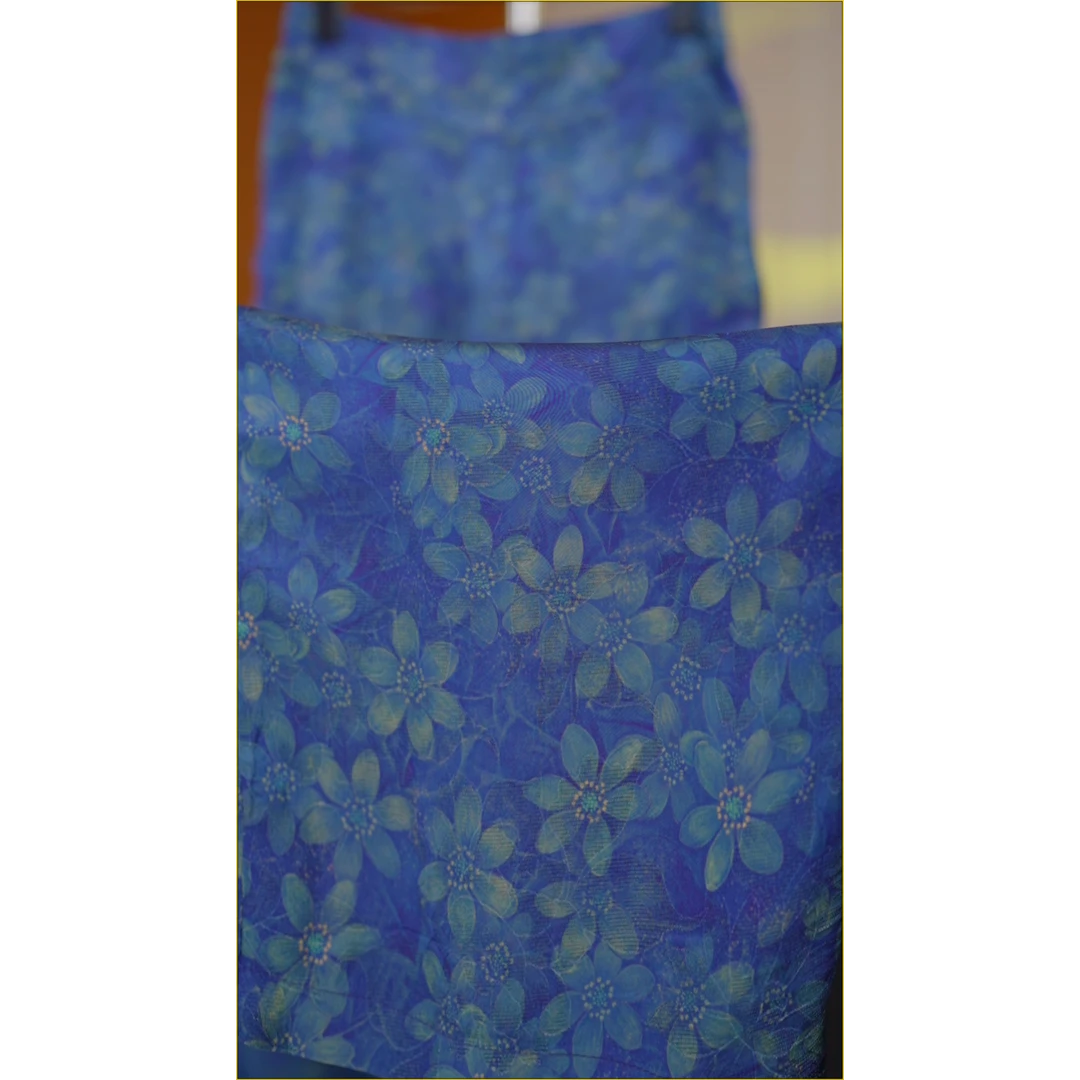 蓝花夏季新款气质百搭高腰阔腿裤（XH69/七月/付/金）