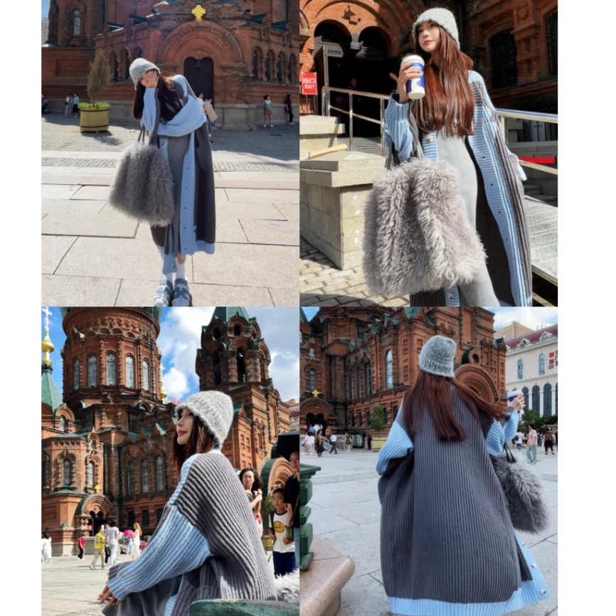 婉君【索菲亚毛衣】秋季网红韩版气质百搭毛领外套LWJ23C3C730