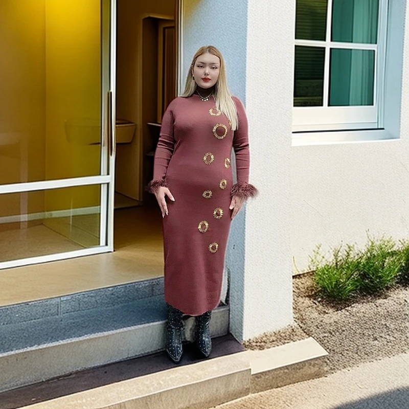 气质安可拉红连衣裙高领单排扣秋季收腰新款时尚 收腰连衣裙潮