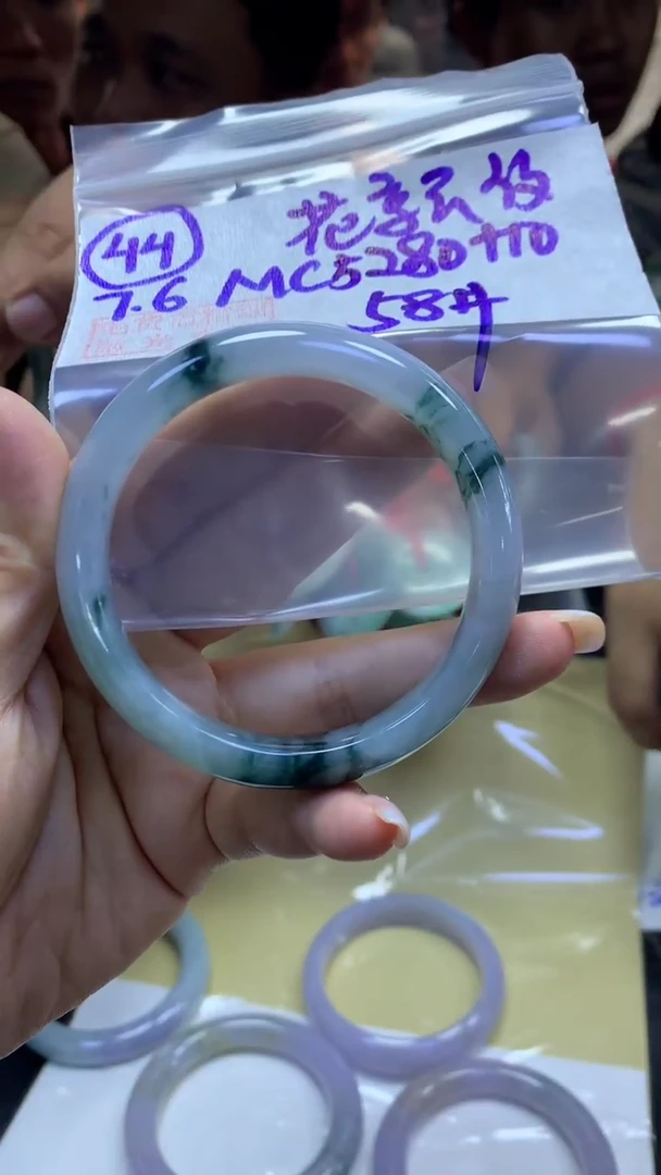 定制翡翠未镶嵌花*云44手镯纹58+5280元+拍一发一