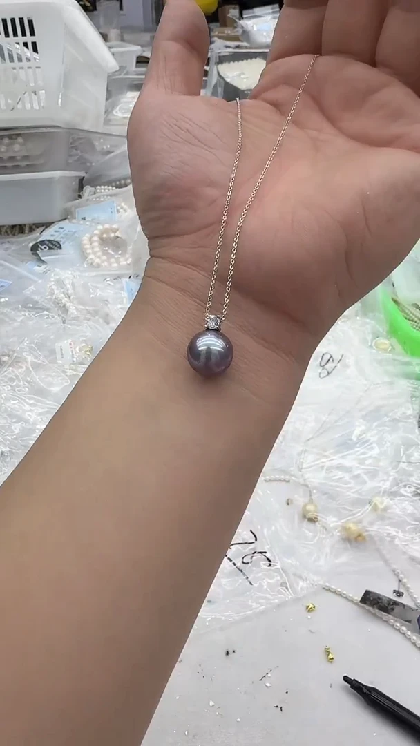 吊坠(赠链)未镶嵌淡水珍珠11mm 紫珠王妃