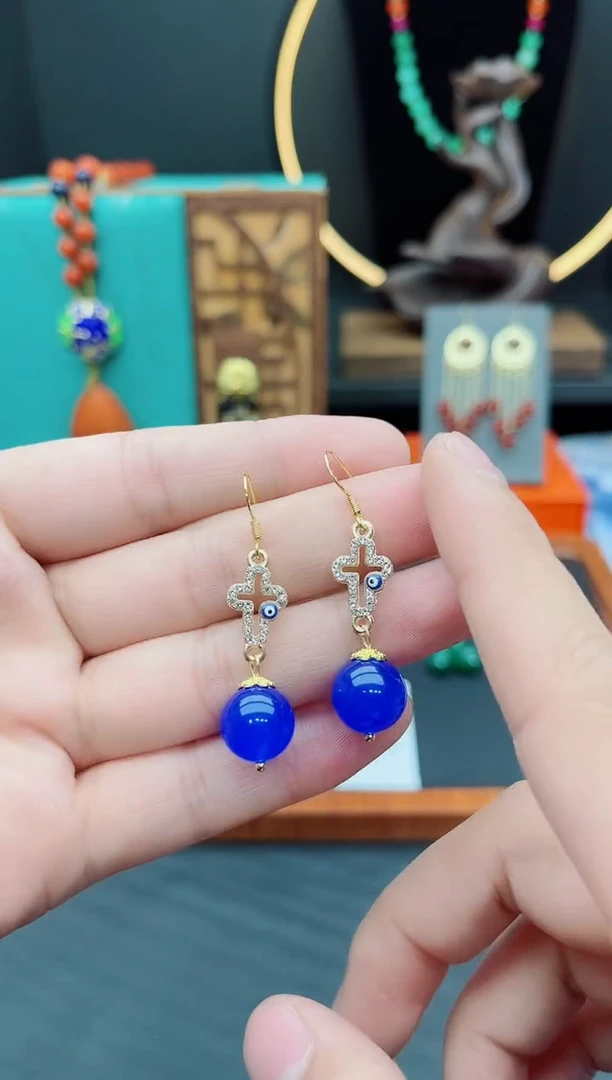 【闪购商品】玛瑙/玉髓耳钉银S925镶嵌604000