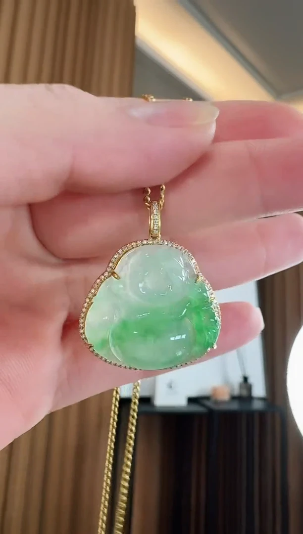 翡翠18K金镶嵌吊坠(不含链)吊坠