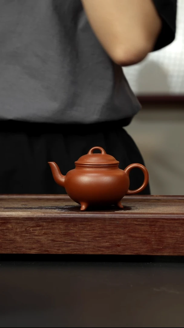 紫砂茶壶福***娆朱泥 三足古灯