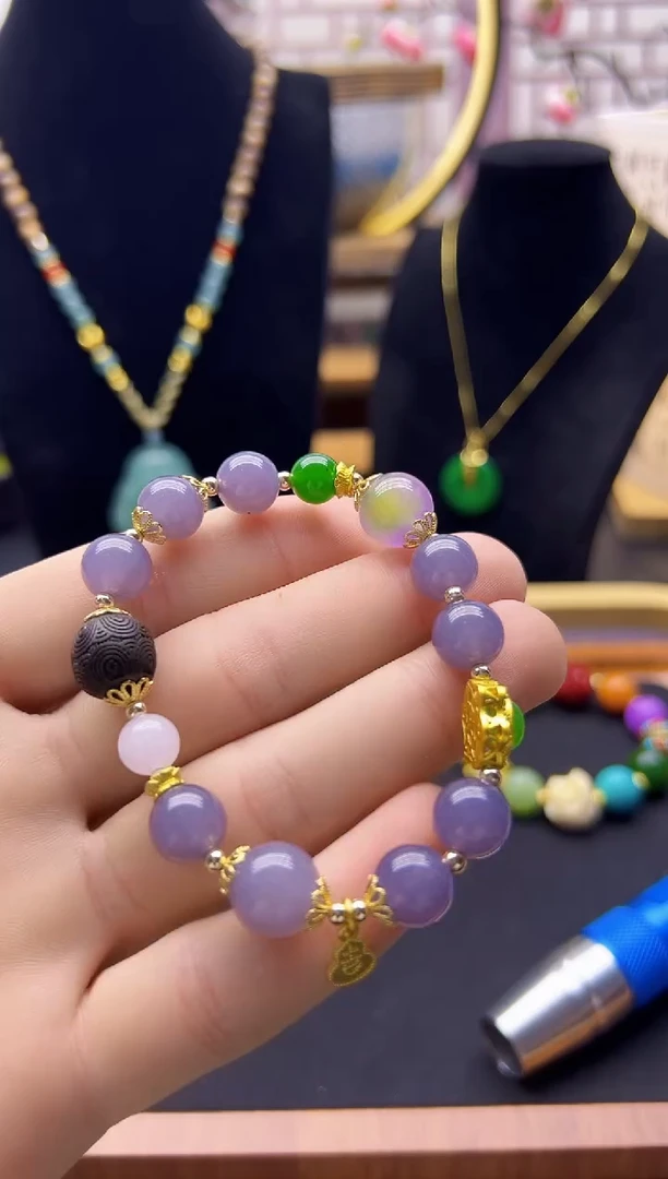 【闪购商品】和田玉手链14K金镶嵌S505