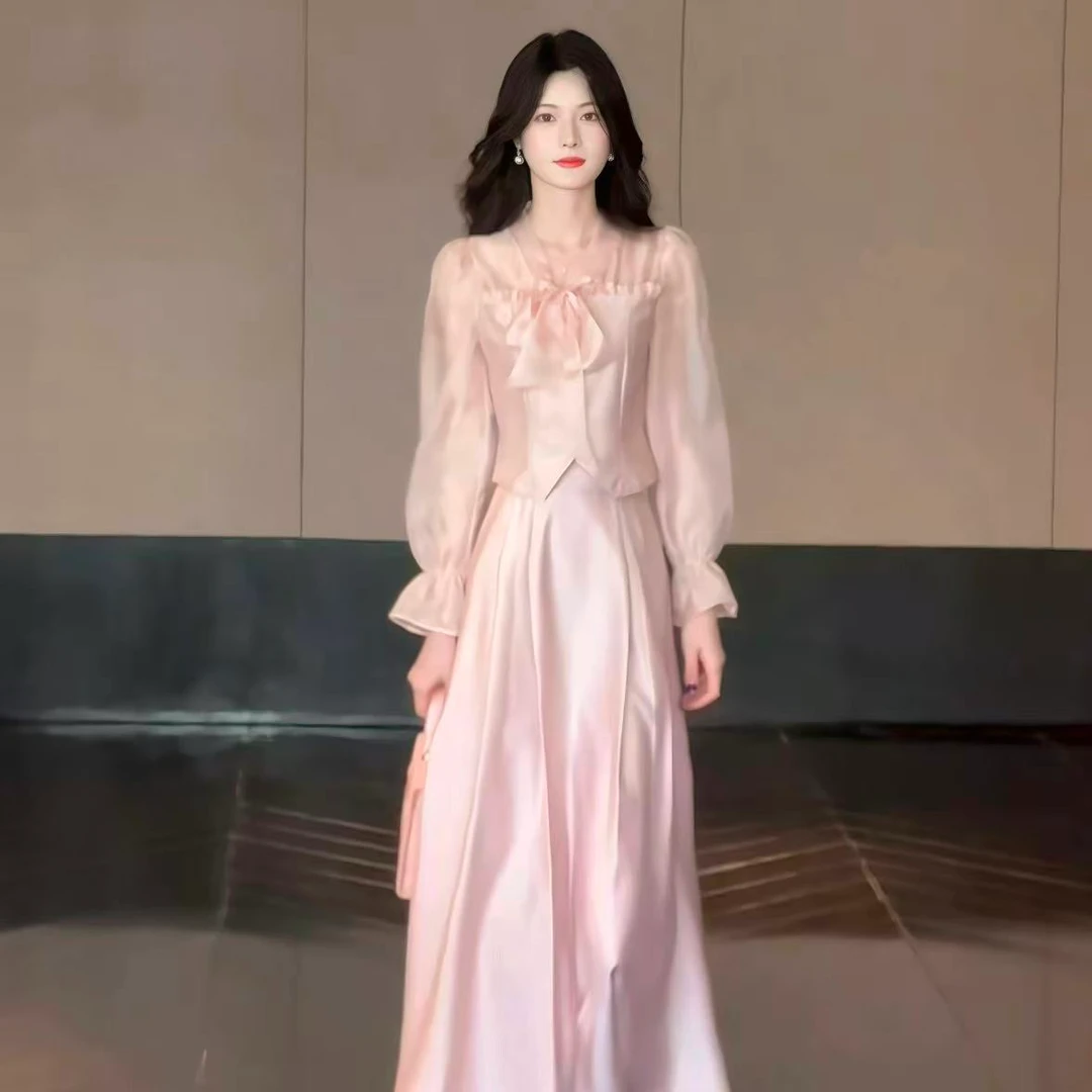 拉夏贝尔/2025年初秋新款法式修身气质百搭上衣+半身裙 10638 LSC