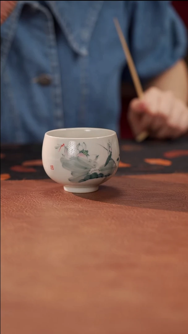 柴烧荷趣禅定杯@@ST-C40041