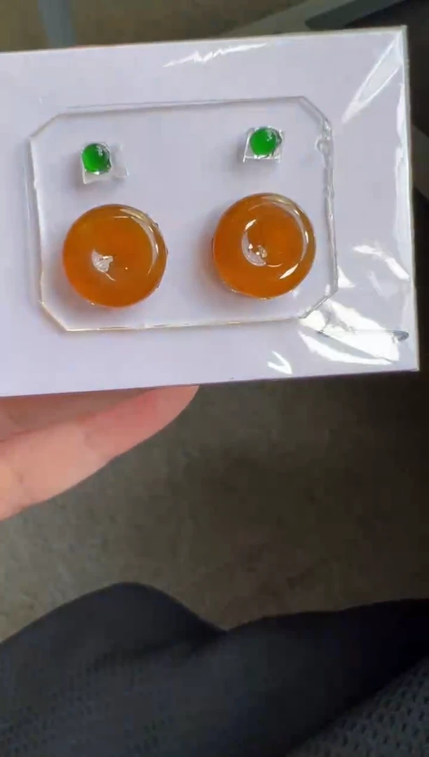 未镶嵌定制翡翠11.8*2.5扣子一对