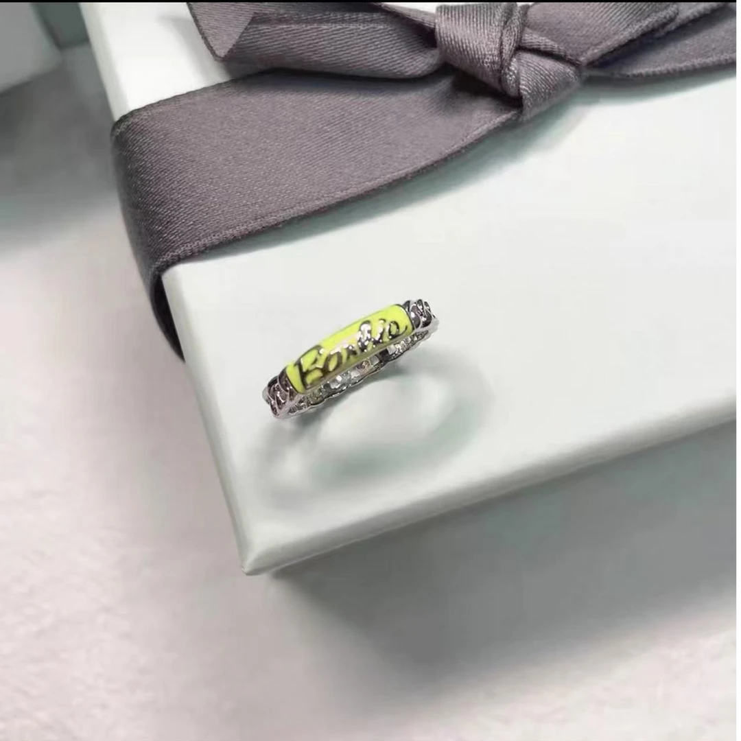 铜合金戒指 小众高级设计感字母链条戒指H2875