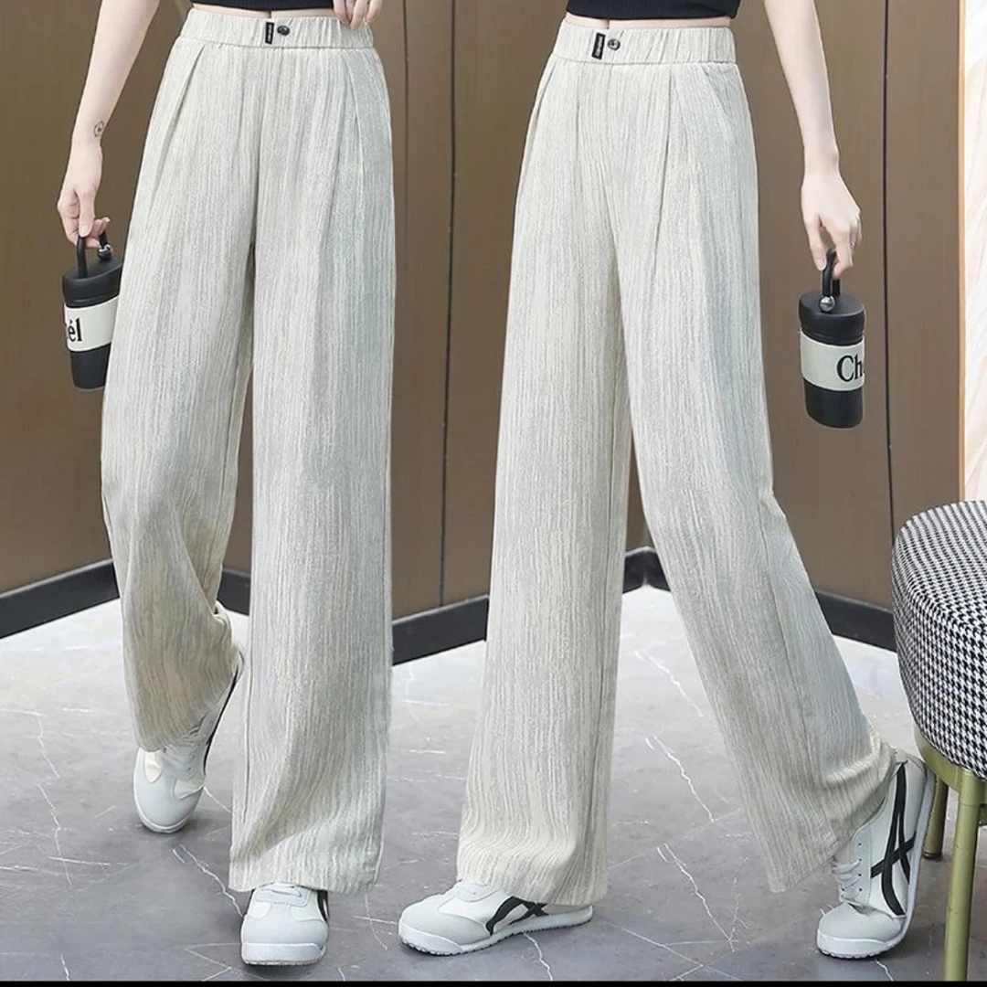 【专柜品质】2025冰丝垂感直筒裤女显瘦大码高腰宽松时尚薄款休闲裤