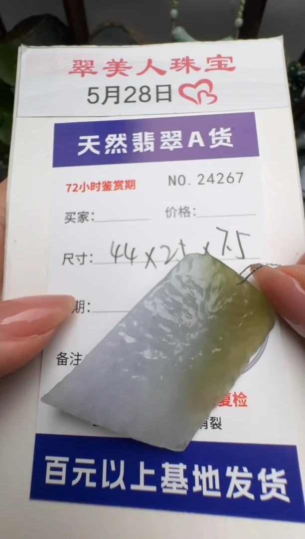 翡翠未镶嵌颈饰原石24267