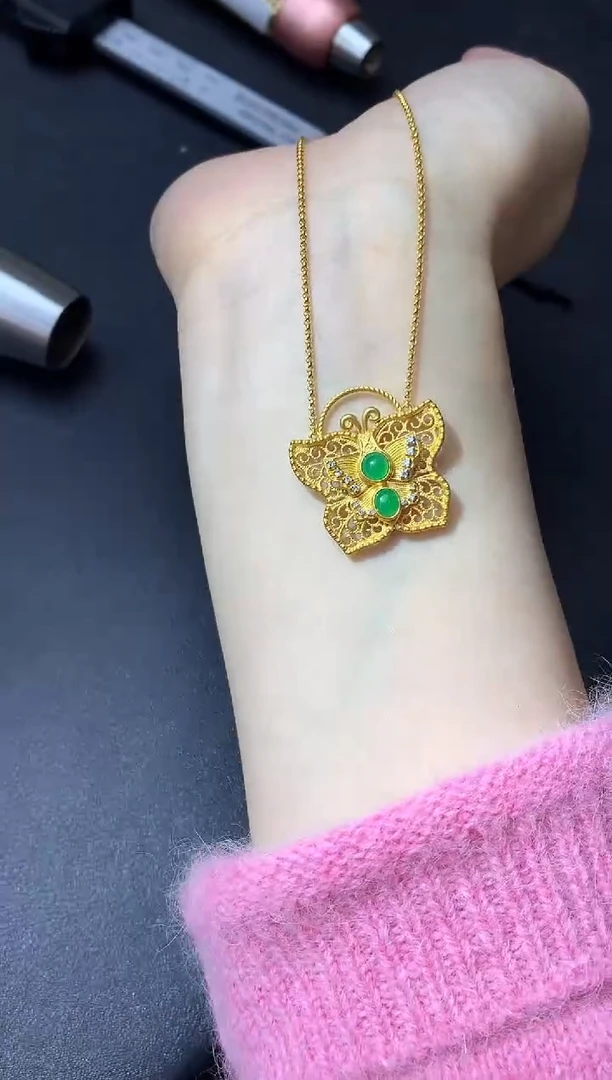 颈饰18K金镶嵌翡翠631-中国好珍宝