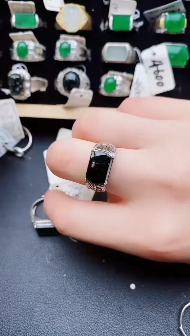 翡翠戒指银S925镶嵌52080